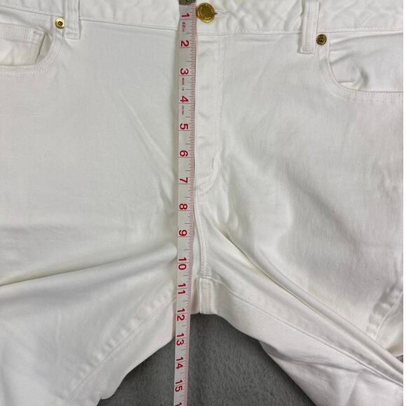 Michael Kors Women's White Denim Jeans Skinny Straight Fit Fringe Hem Size 16 - Picture 5 of 12